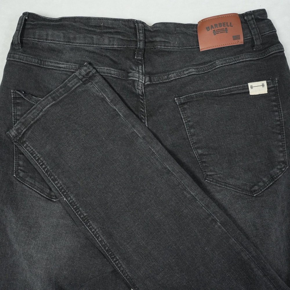 Barbell Apparel Mens Athletic Fit Jeans Faded Black Stretch Denim Size 30x32.5